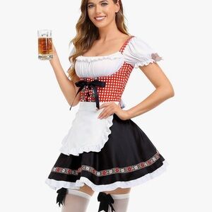 Bavarian Style Party Dress - Red and Black